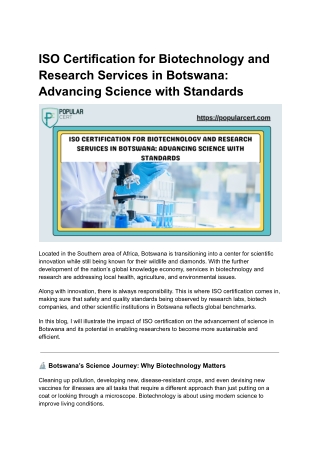 ISO Certification for Biotechnology and Research Services in Botswana_ Advancing Science with Standards