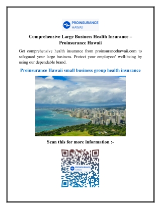 Comprehensive Large Business Health Insurance – Proinsurance Hawaii