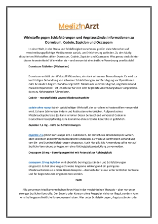 Oxazepam 10 mg erhältlich | Medizinarzt
