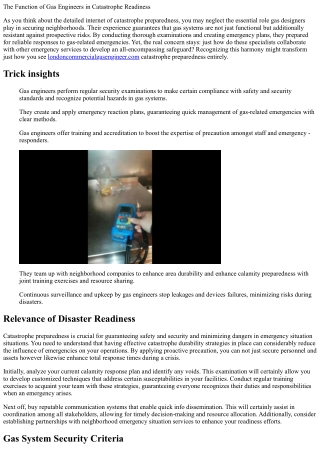 The Function of Gas Designers in Catastrophe Preparedness