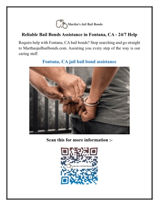 Reliable Bail Bonds Assistance in Fontana CA - 24-7 Help