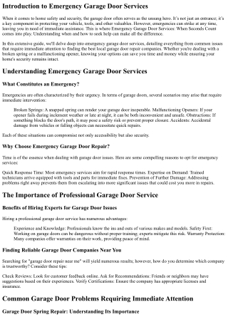 introduction to emergency garage door services