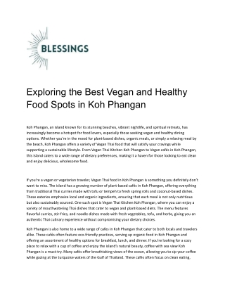 Exploring the Best Vegan and Healthy Food Spots in Koh Phangan