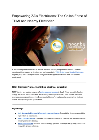 Empowering ZA's Electricians_ The Collab Force of TDMI and Nearby Electrician