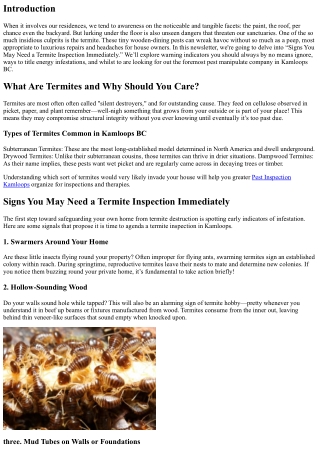 “Signs You May Need a Termite Inspection Immediately”