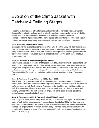 Evolution of the Camo Jacket with Patches_ 4 Defining Stages