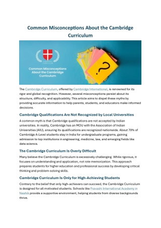 Common Misconceptions About the Cambridge Curriculum