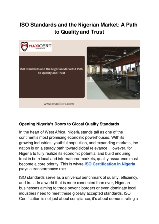 iso standards and the nigerian market a path