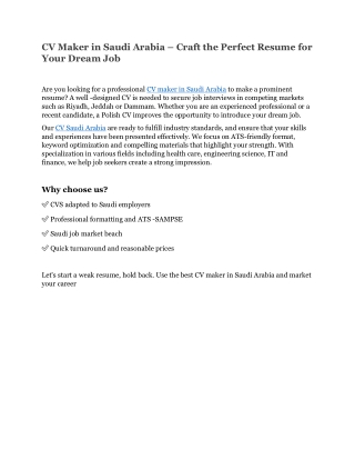 Professional CV Maker in Saudi Arabia