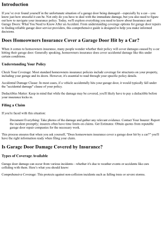 Insurance and Garage Doors: What You Need to Know After an Accident