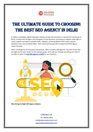 The Ultimate Guide to Choosing the Best SEO Agency in Delhi