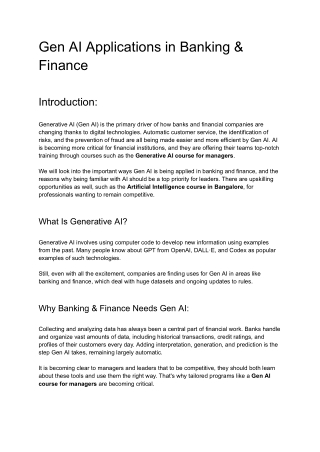 gen ai applications in banking finance