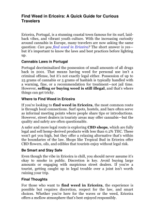 Find Weed in Ericeira A Quick Guide for Curious Travelers