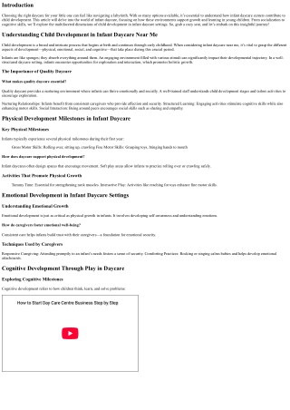 Understanding Child Development in Infant Daycare Near Me