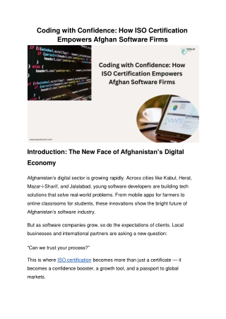 Coding with Confidence_ How ISO Certification Empowers Afghan Software Firms