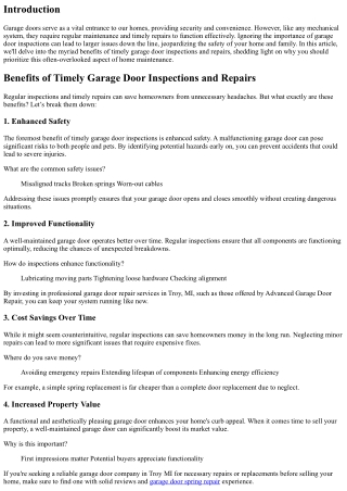 Benefits of Timely garage door inspections and repairs