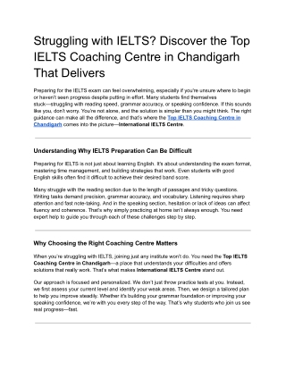 Struggling with IELTS_ Discover the Top IELTS Coaching Centre in Chandigarh That Delivers
