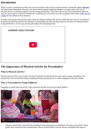 The Link Between Physical Activity and Cognitive Growth in Preschoolers