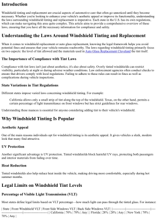 Understanding the Laws Around Windshield Tinting and Replacement
