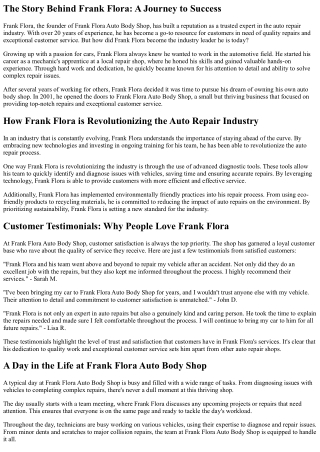 the story behind frank flora a journey to success