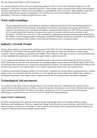 the gas engineering market in 2030 predictions