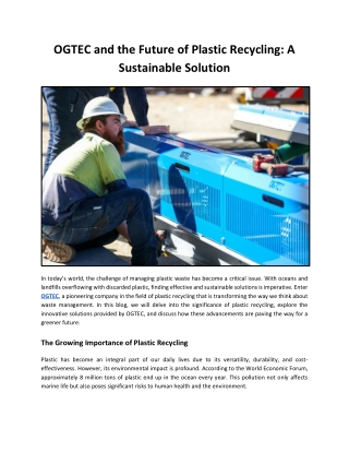 OGTEC and the Future of Plastic Recycling_ A Sustainable Solution