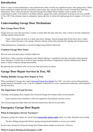 Advanced Garage Door Repair Phone Number: Keep It Handy!
