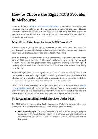 How to Choose the Right NDIS Provider in Melbourne