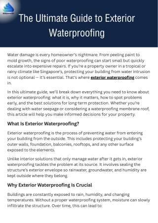 The Ultimate Guide to Exterior Waterproofing