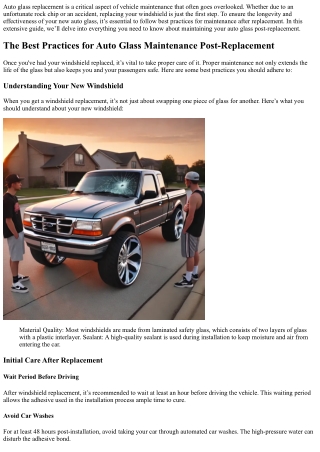 The Best Practices for Auto Glass Maintenance Post-Replacement