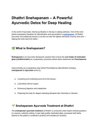 Dhathri Snehapanam – A Powerful Ayurvedic Detox for Deep Healing