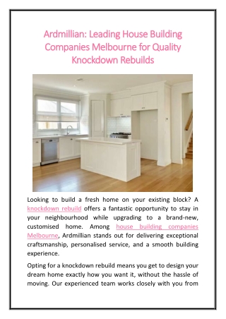 Ardmillian Leading House Building Companies Melbourne for Quality Knockdown Rebuilds