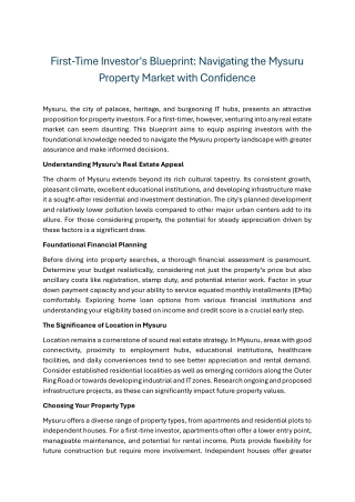 First-Time Investor's Blueprint Navigating the Mysuru Property Market with Confidence