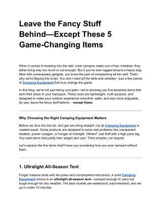 Leave the Fancy Stuff Behind—Except These 5 Game-Changing Items