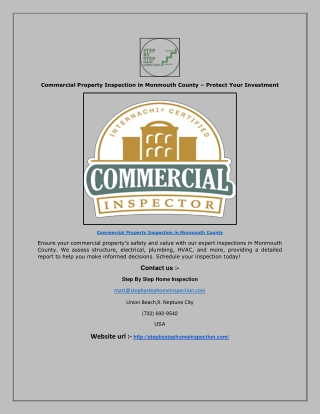 Commercial Property Inspection in Monmouth County – Protect Your Investment