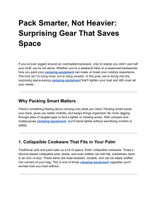 Pack Smarter, Not Heavier: Surprising Gear That Saves Space