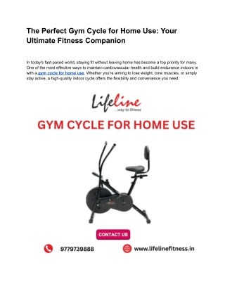 Best Gym Cycle for Home Use: Stay Fit Indoors Daily