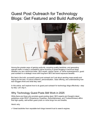 Guest Post Outreach for Technology Blogs: Get Featured and Build Authority
