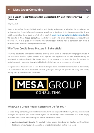 How a Credit Repair Consultant in Bakersfield, CA Can Transform Your Finances
