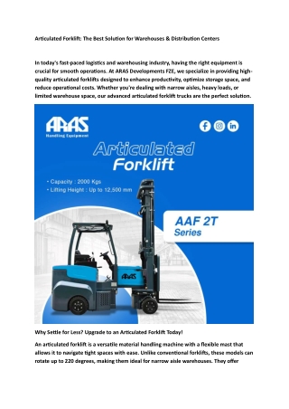 How Technology Improves the Long-Term Performance of Articulated Forklifts
