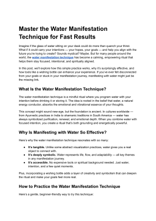 master the water manifestation technique for fast