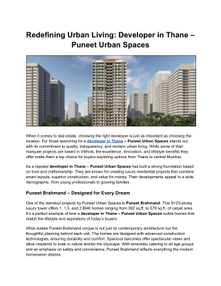 Redefining Urban Living_ Developer in Thane – Puneet Urban Spaces