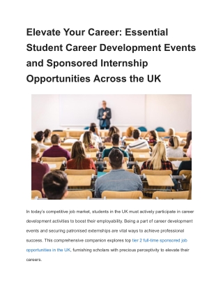 Elevate Your Career: Essential Student Career Development Events