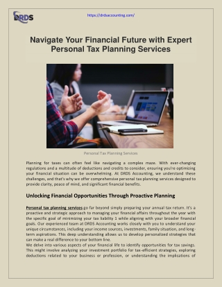 Navigate Your Financial Future with Expert Personal Tax Planning Services