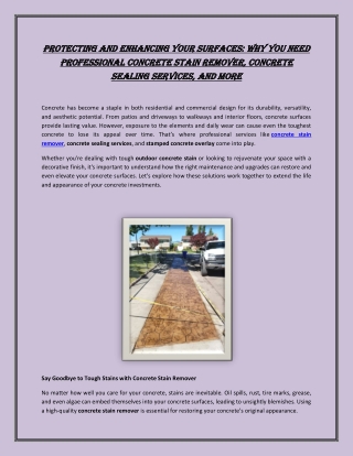 protecting and enhancing your surfaces