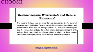 Designer Bags for Women: Bold and Modern Statements!