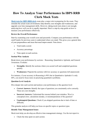 How To Analyze Your Performance In IBPS RRB Clerk Mock Tests