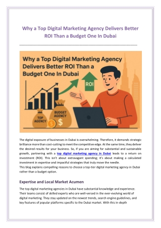Why a Top Digital Marketing Agency Delivers Better ROI Than a Budget One In Dubai