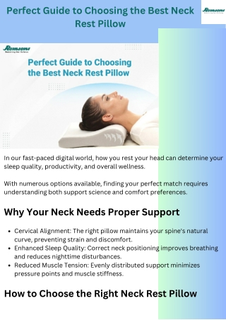 Perfect Guide to Choosing the Best Neck Rest Pillow