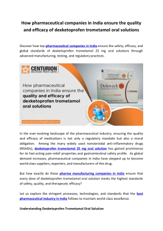 How pharmaceutical companies in India ensure the quality and efficacy of dexketoprofen trometamol oral solutions